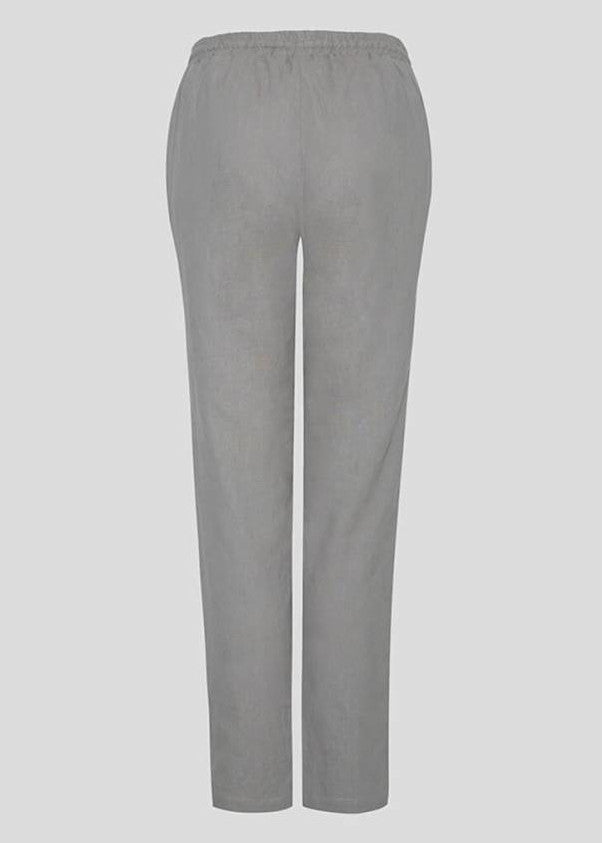 Gray drawstring trousers for women in organic hemp and cotton