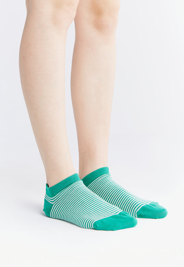 Green striped Albero Sneaker Socks in organic cotton