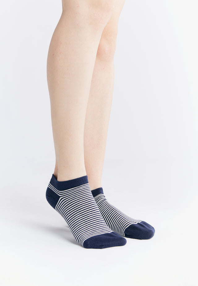 Blue striped Albero Sneaker Socks in organic cotton