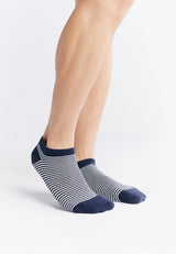 Blue striped Albero Sneaker Socks in organic cotton