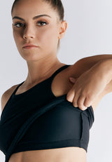 Sports top with hidden bra in organic cotton