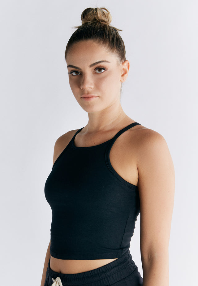 Top sport con reggiseno nascosto in cotone biologico