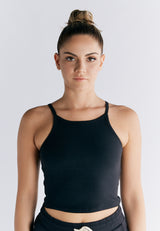 Sports top with hidden bra in organic cotton