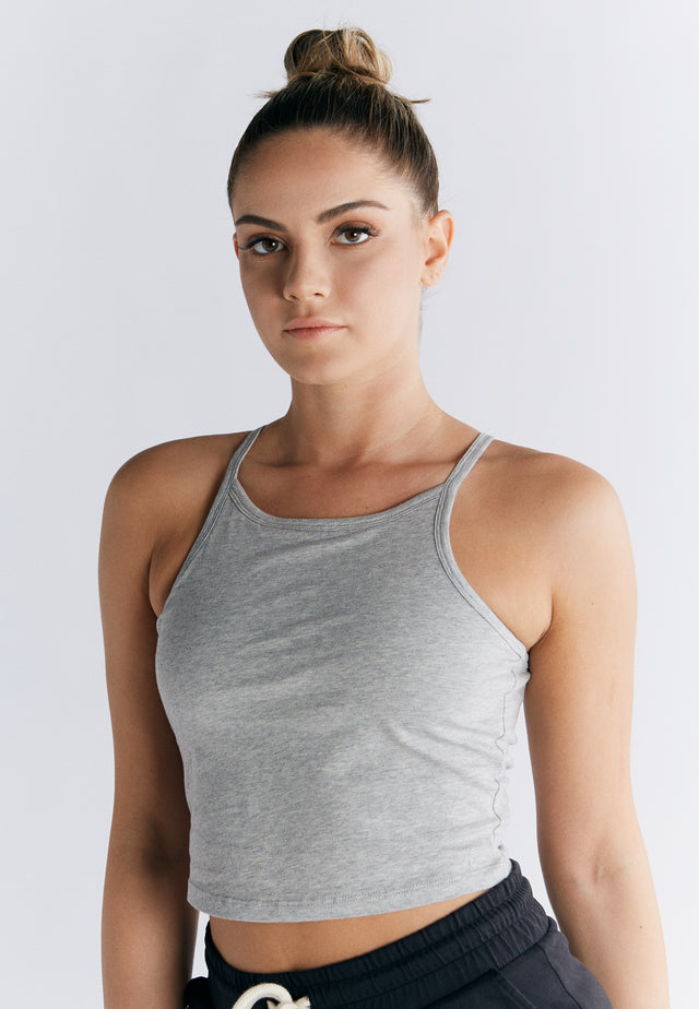 Sports top with hidden bra in organic cotton