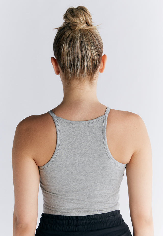 Sports top with hidden bra in organic cotton