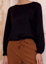 Women's Black Blouse in Lyocell Tencel