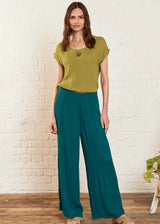 Aqua straight trousers for women in sustainable Viscose Crêpe