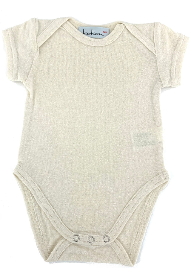 Pure silk bodysuit with short sleeves for newborns and children