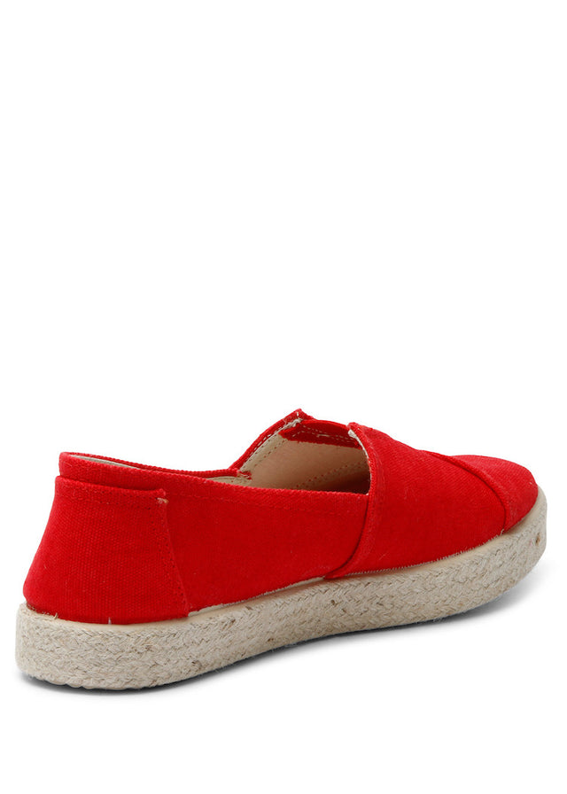 TIM Red espadrilles for women in organic cotton and jute