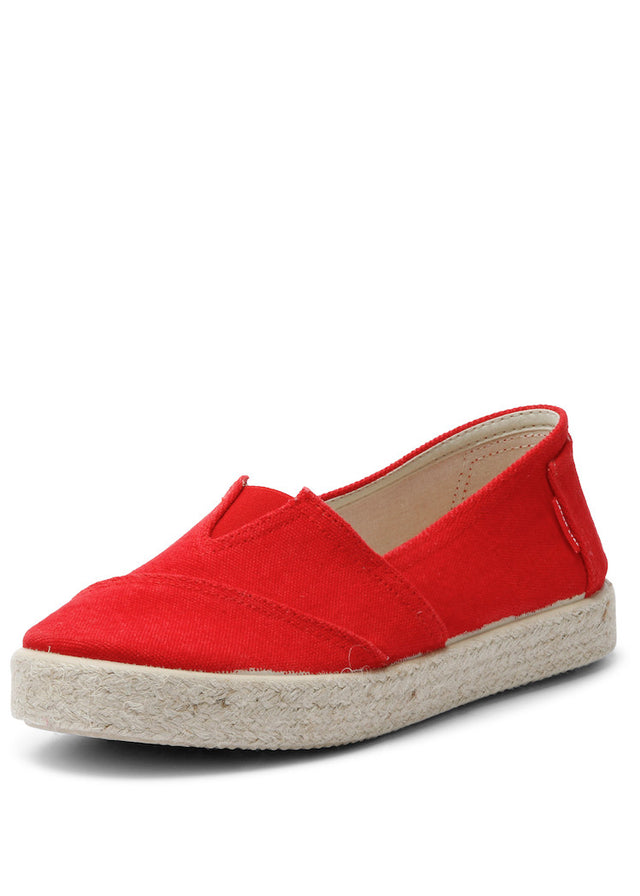 TIM Red espadrilles for women in organic cotton and jute