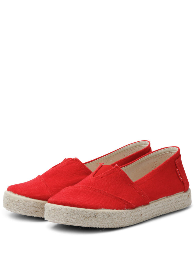 TIM Red espadrilles for women in organic cotton and jute