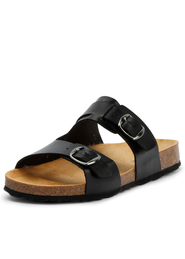 Luca Black unisex slippers in Vegan Corn leather