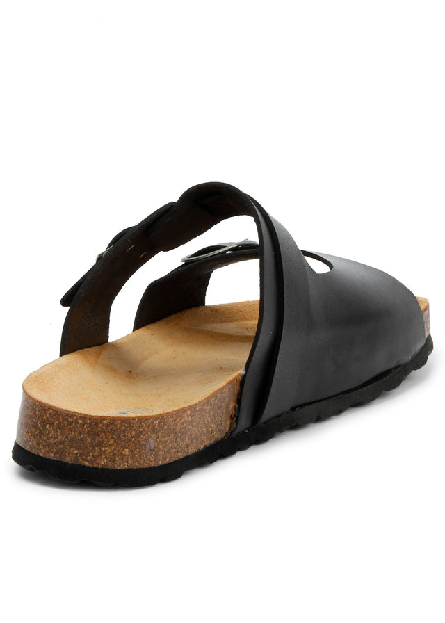 Luca Black unisex slippers in Vegan Corn leather