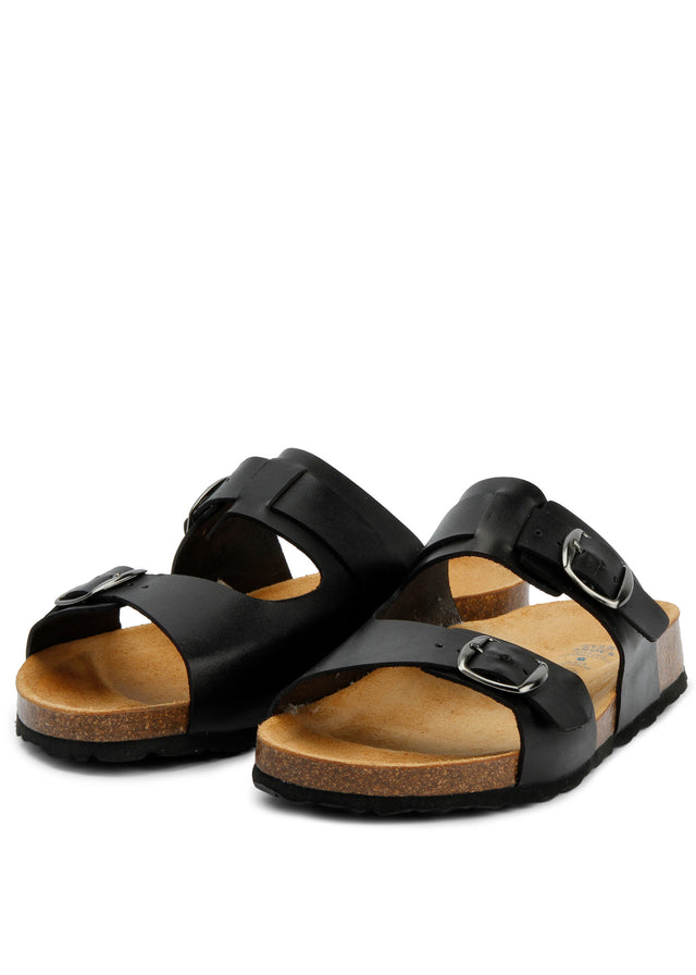 Luca Black unisex slippers in Vegan Corn leather