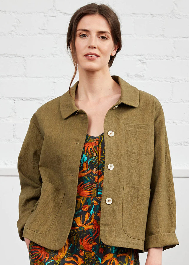 Green jacket in pure fair trade cotton