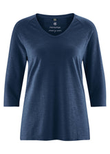 Women's shirt with 3/4 sleeves in hemp and organic cotton