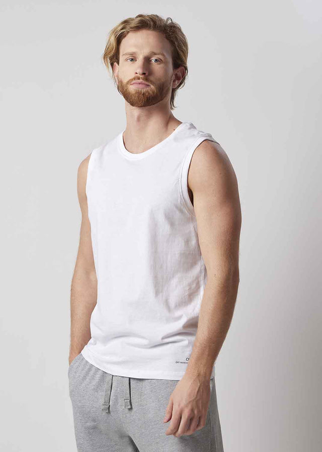 OWN Sport white men's tank top in organic organic cotton