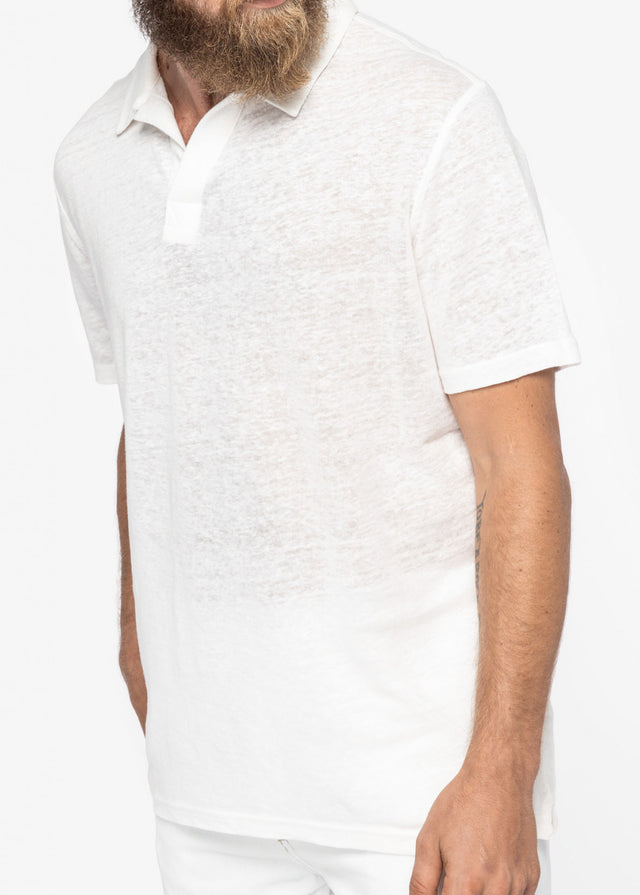 Men's linen polo shirt - Ivory