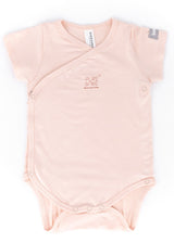 Short-sleeved bodysuit in pink organic bamboo