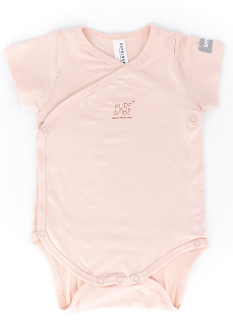 Short-sleeved bodysuit in pink organic bamboo