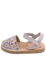 Minorchine Glitter Festival sandals for girls in natural leather