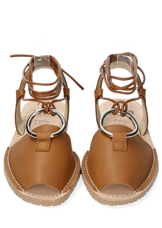 Minorchine Velvet Walnut women's sandals in natural leather