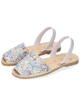 Minorchine Glitter Festival women's sandals in natural leather