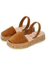 Menorchine platform Turin sandals for women in natural leather and cork