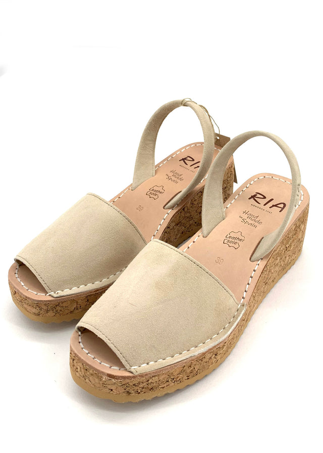 Minorchine Venecia platform sandals for women in natural leather and cork