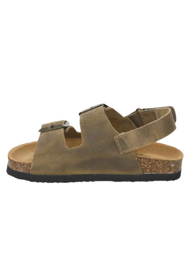 Poli Khaki ergonomic sandals for children in cork and natural leather