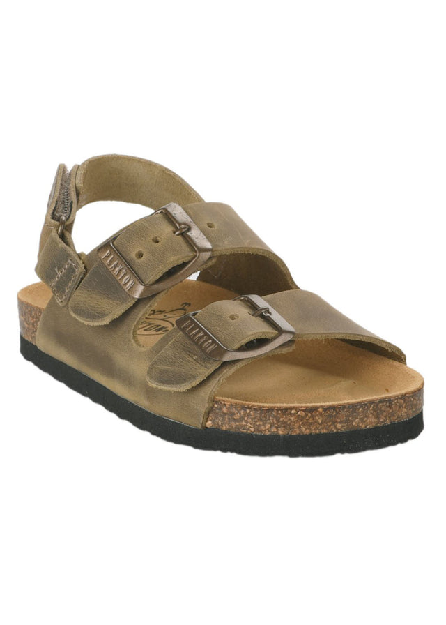 Poli Khaki ergonomic sandals for children in cork and natural leather