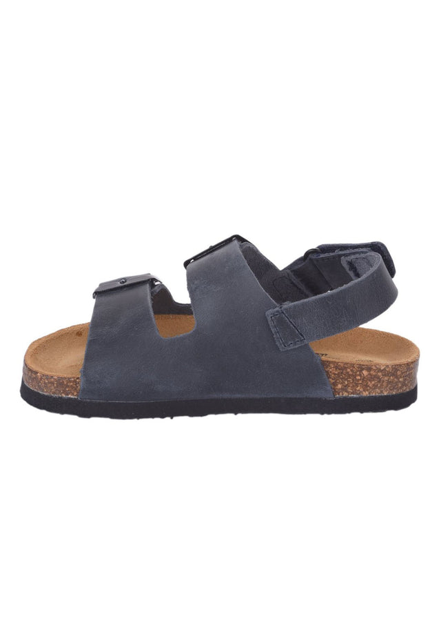 Blue Poli ergonomic sandals for children in cork and natural leather