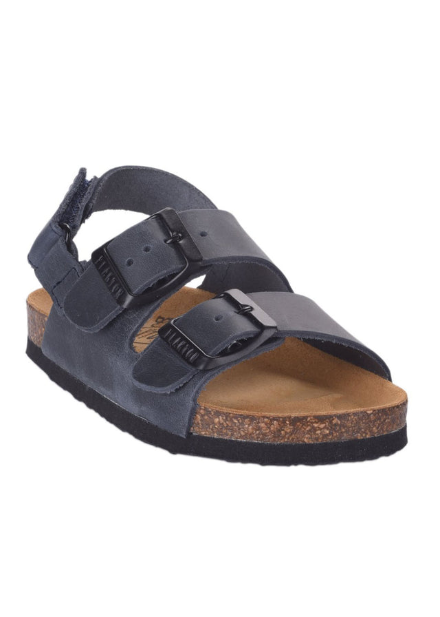 Blue Poli ergonomic sandals for children in cork and natural leather