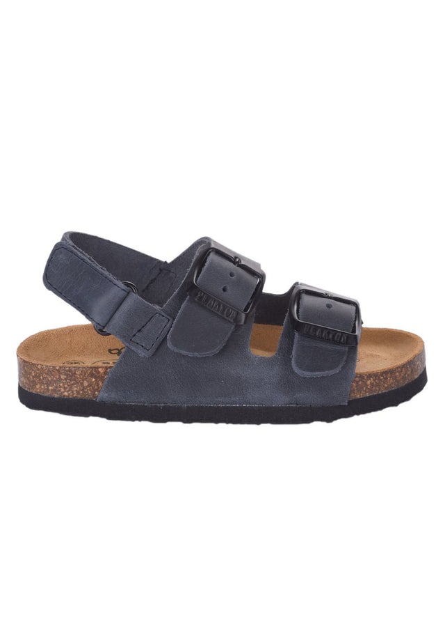 Blue Poli ergonomic sandals for children in cork and natural leather