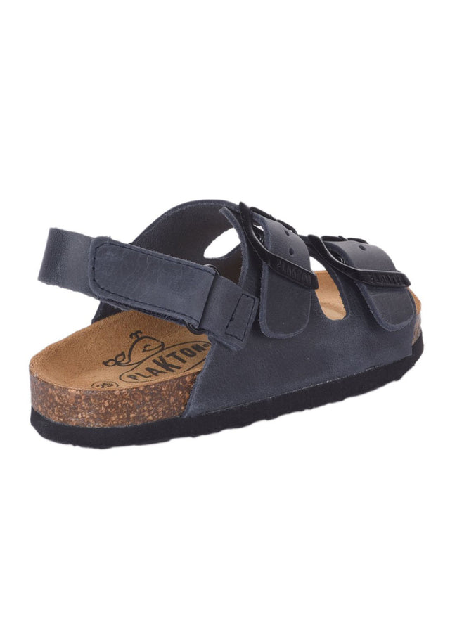 Blue Poli ergonomic sandals for children in cork and natural leather