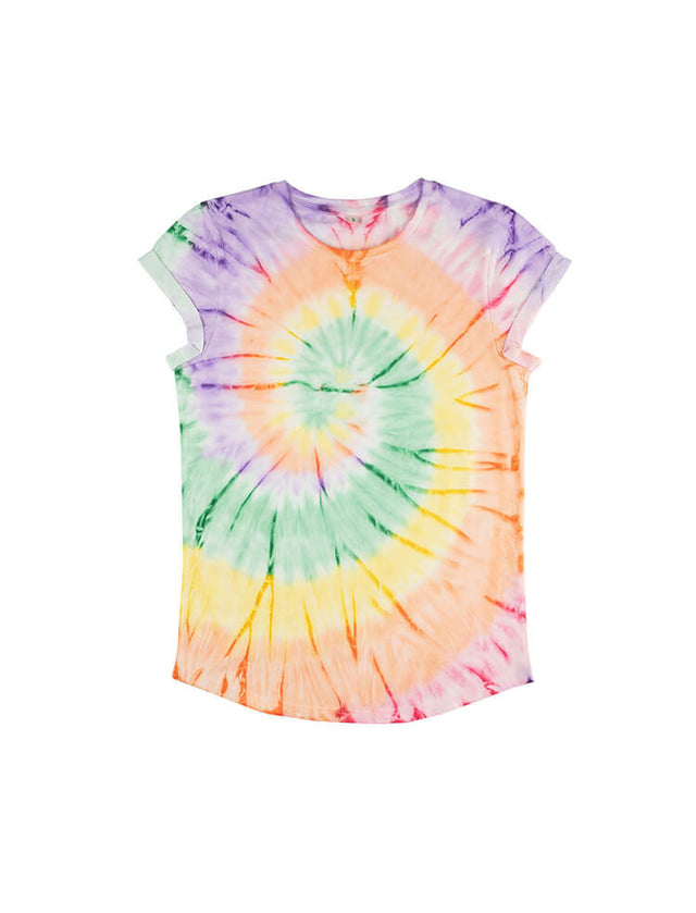 Maglia donna maniche arrotolate TIE DYE in cotone biologico