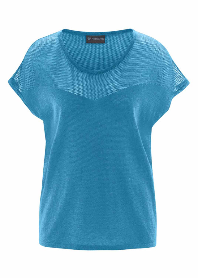 Women's knitted T-shirt in hemp and organic cotton