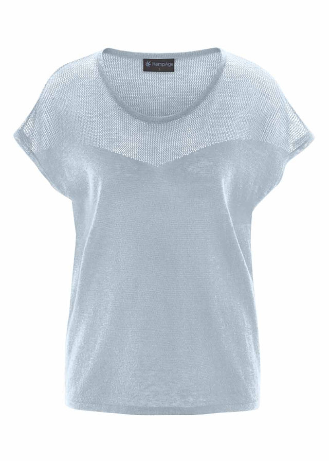 Women's knitted T-shirt in hemp and organic cotton