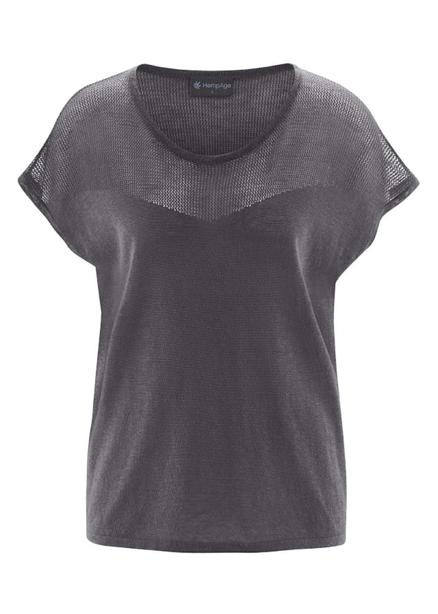 Women's knitted T-shirt in hemp and organic cotton