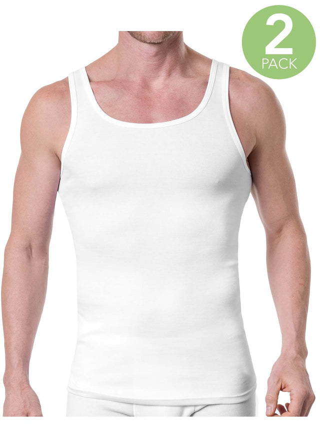 White singlets 2 pieces for men in pure organic cotton