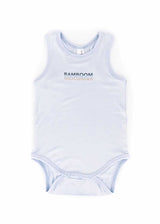 Sleeveless bodysuit in light blue organic bamboo