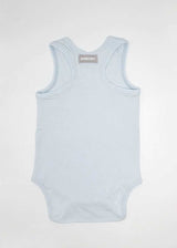 Sleeveless bodysuit in light blue organic bamboo