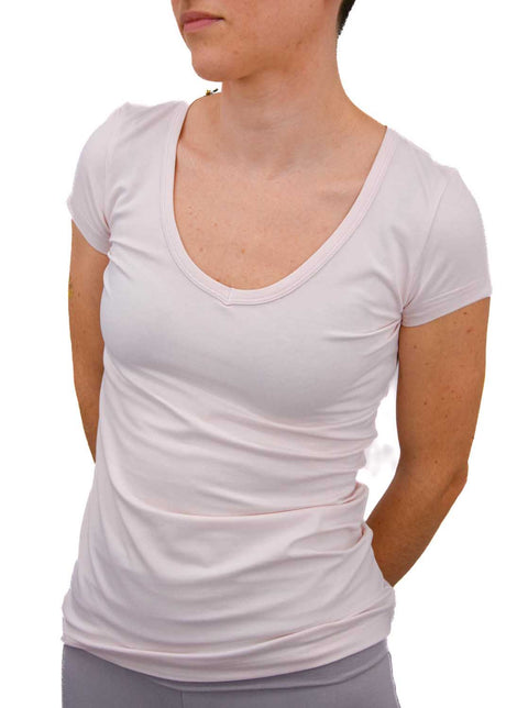 T-shirt collo a V da donna in Bamboo