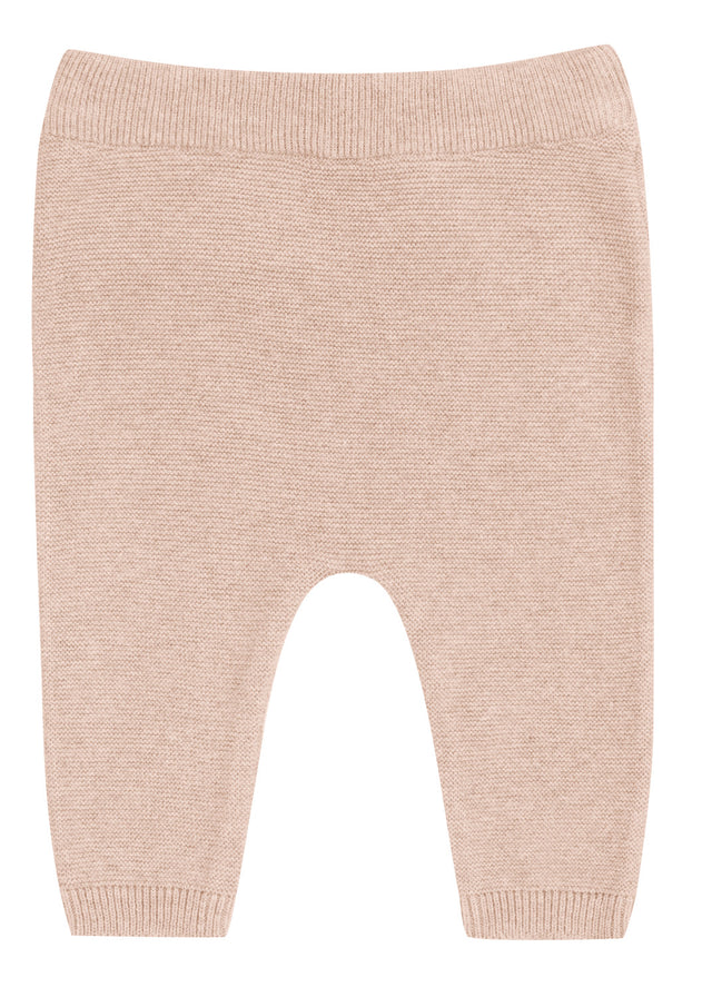 Almond knitted trousers for babies in organic cotton and silk