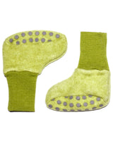 Non-slip slippers in organic wool and cotton fleece