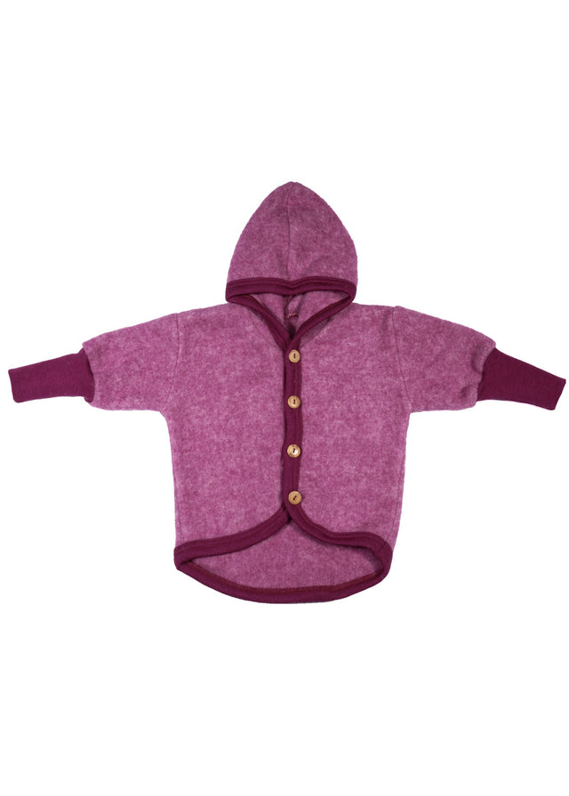 Children's jacket in organic wool and cotton fleece