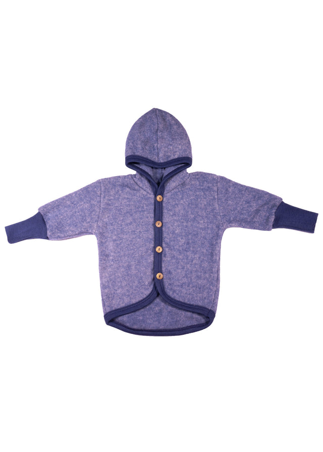 Children's jacket in organic wool and cotton fleece