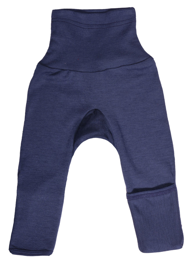 Foot cover trousers for babies in organic wool and silk