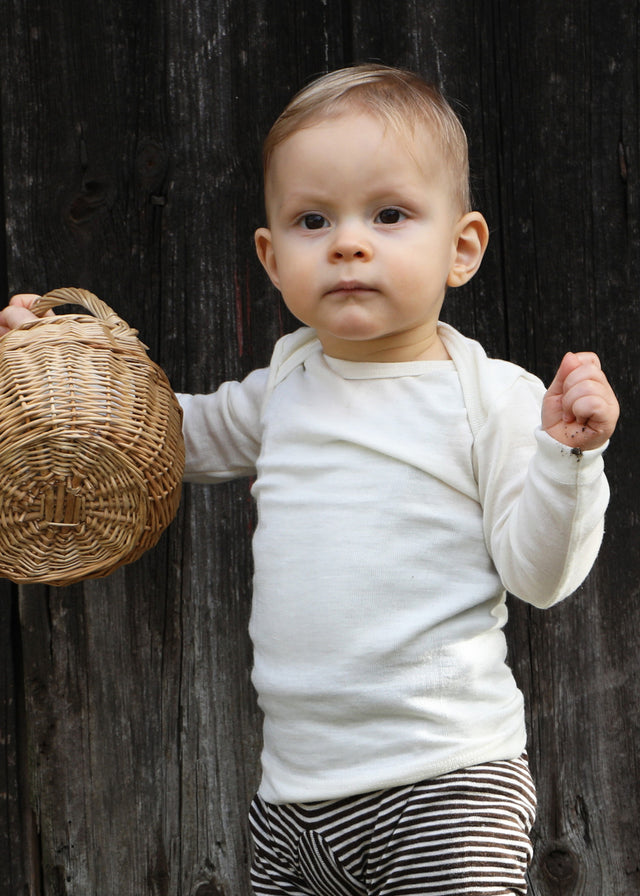 Long sleeve shirt for children in organic wool and silk