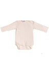 Long sleeve bodysuit for babies in organic wool and silk